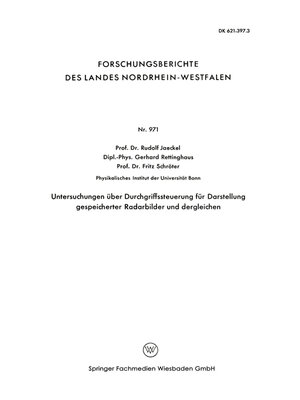 cover image of Untersuchungen über Durchgriffssteuerung für Darstellung gespeicherter Radarbilder und dergleichen